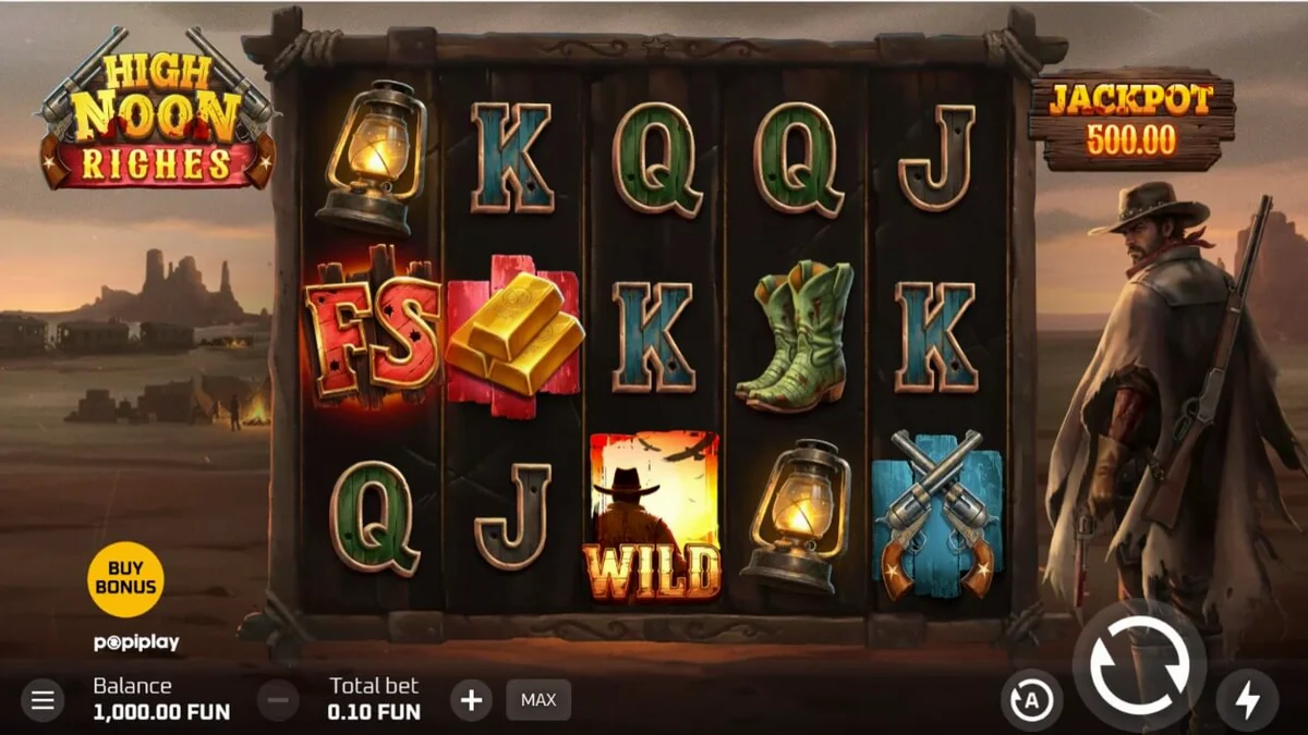 Cena de duelo no Velho Oeste no slot High Noon Riches